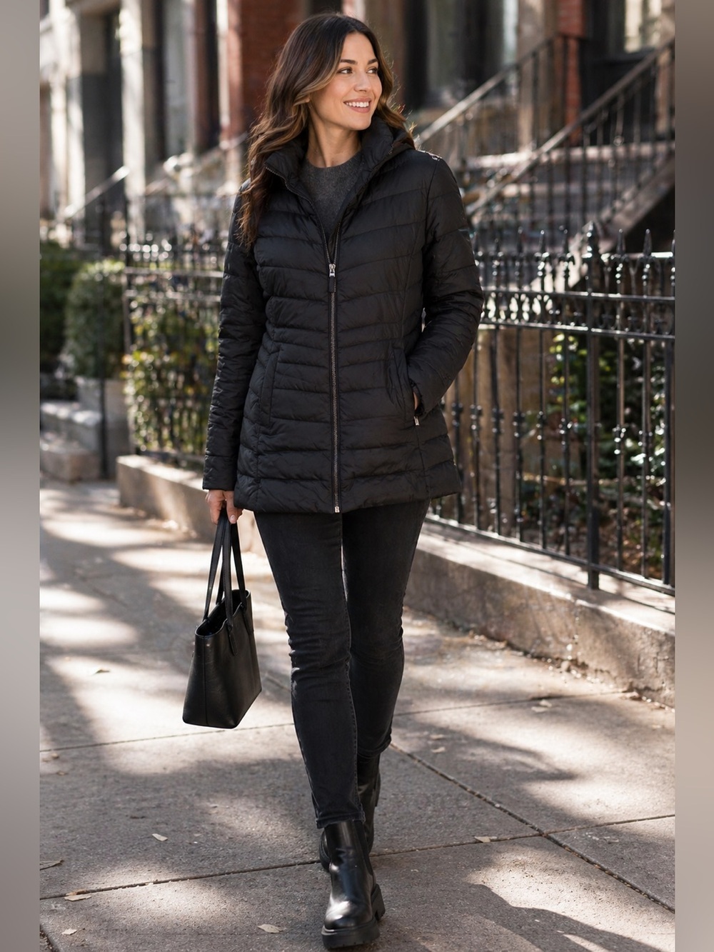 Marc New York by Andrew Marc Black Fitted Puffer Coat Jacket